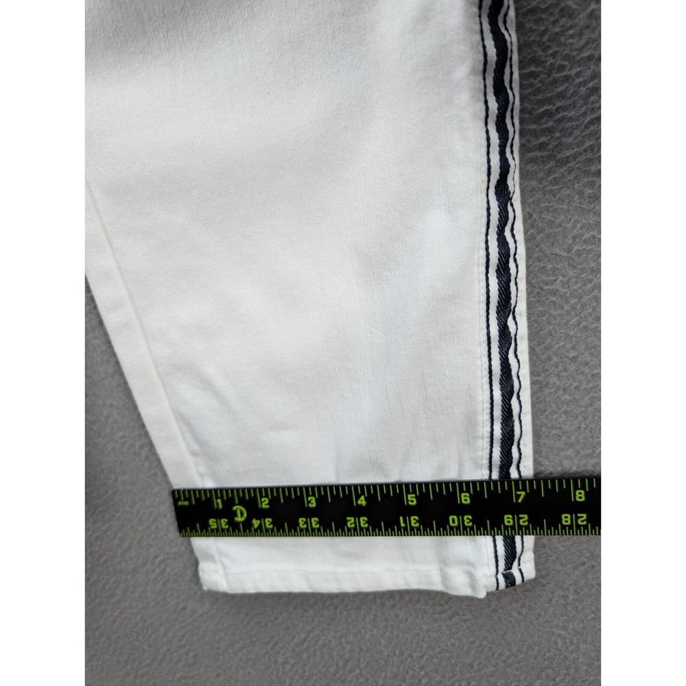 Talbots Flawless Women 12P Highwaist Straight Ankle White Black Trim Capri Pants - Picture 11 of 14